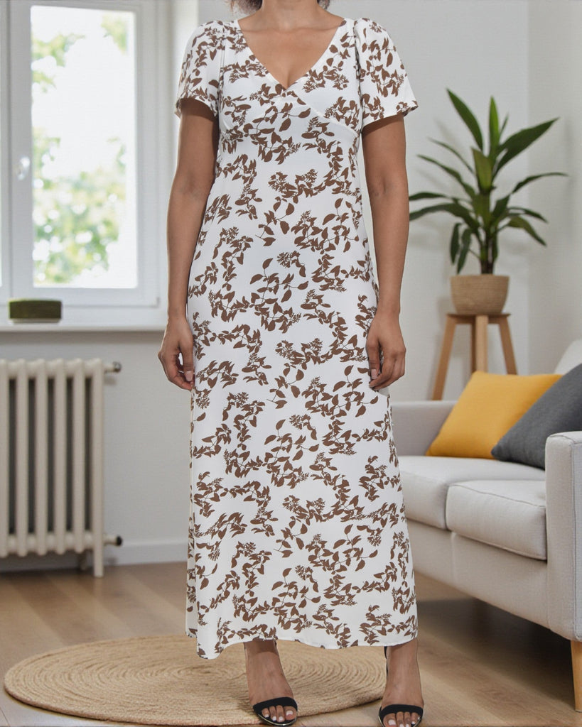 Ladies White Floral Scoop Back Maxi Dress - StylePhase SA