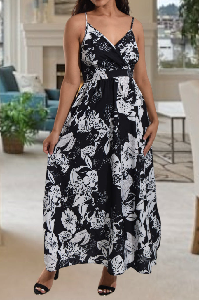 Ladies White Floral Tie Back Maxi Dress - StylePhase SA