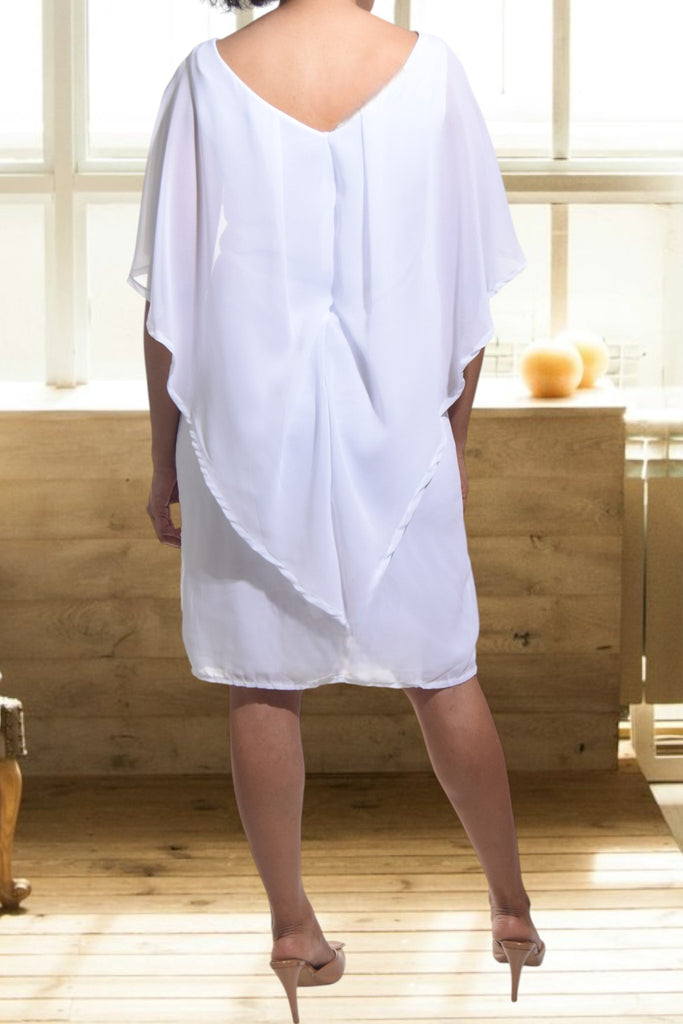 Ladies White Flutter Sleeve Dress - StylePhase SA