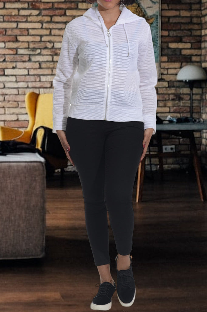 Ladies White Hoody Jacket - StylePhase SA