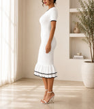 Ladies White Jersey Ruffle Dress- New Feeling - StylePhase SA