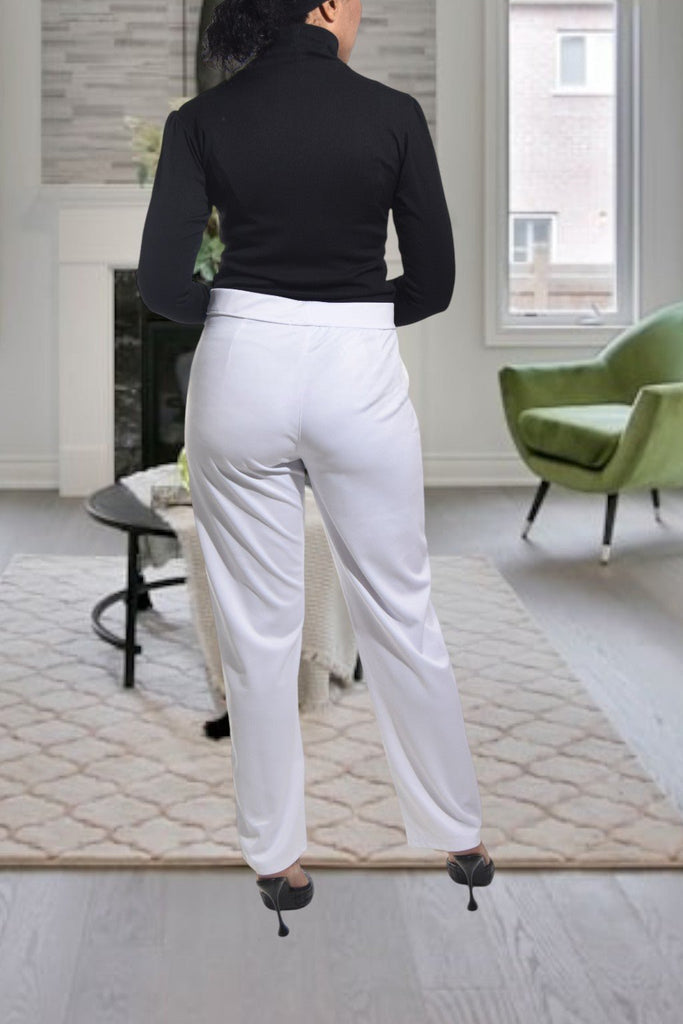 Ladies White Long Zip Pants - StylePhase SA