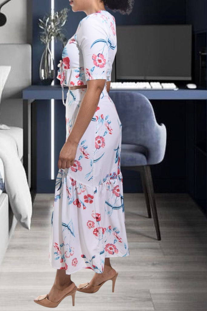 Ladies White Maxi Two Piece Set - StylePhase SA