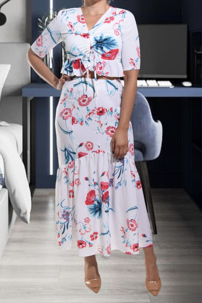 Ladies White Maxi Two Piece Set - StylePhase SA