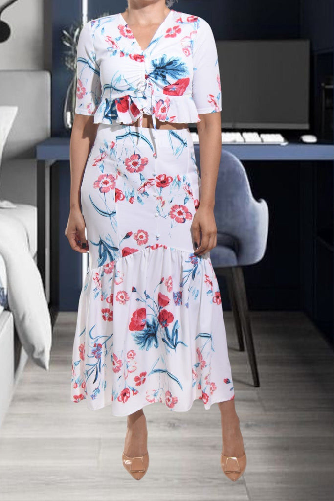 Ladies White Maxi Two Piece Set - StylePhase SA