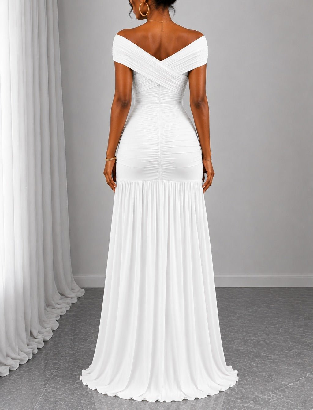 Ladies White Off Sleeve Maxi Dress - StylePhase SA
