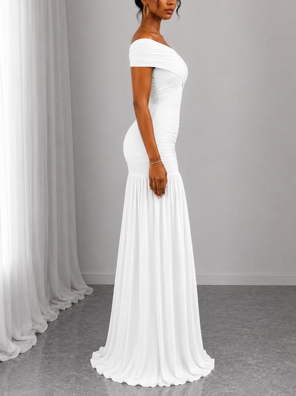 Ladies White Off Sleeve Maxi Dress - StylePhase SA