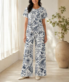 Ladies White Paisley Print Two-Piece Set - StylePhase SA