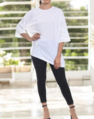 Ladies White Pattern Sleeve Top - StylePhase SA