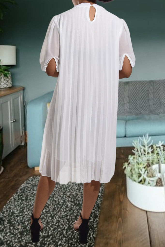 Ladies White Pleated Dress - StylePhase SA