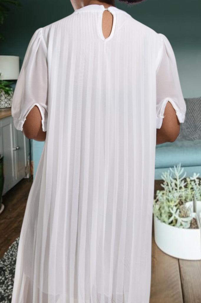 Ladies White Pleated Dress - StylePhase SA