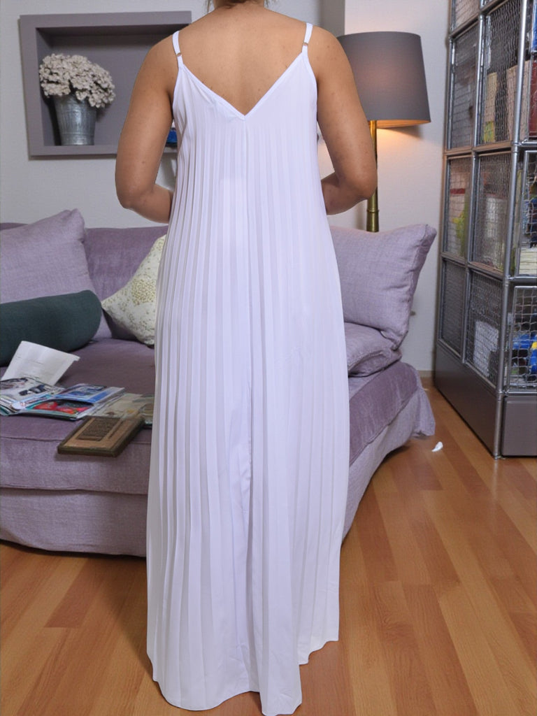 Ladies White Pleated Pocket Dress - StylePhase SA