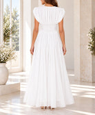 Ladies White Pleated Smocked Maxi Dress - StylePhase SA