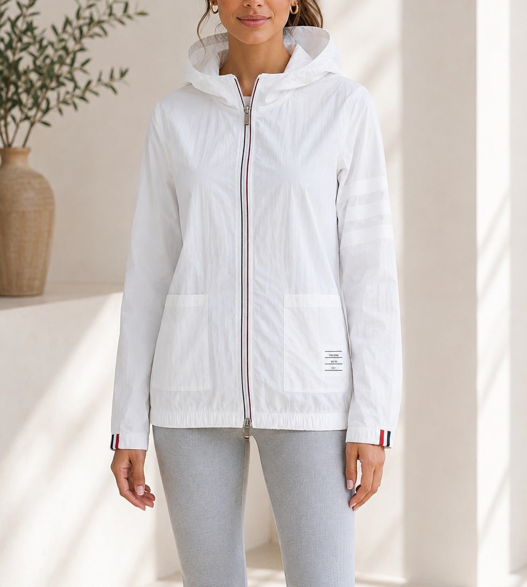 Ladies White Pocket Zip Jacket - StylePhase SA