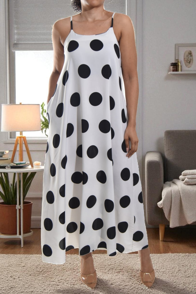 Ladies White Polka Dot Maxi Dress - StylePhase SA
