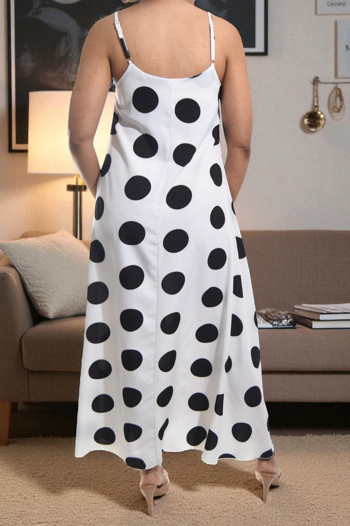 Ladies White Polka Dot Maxi Dress - StylePhase SA