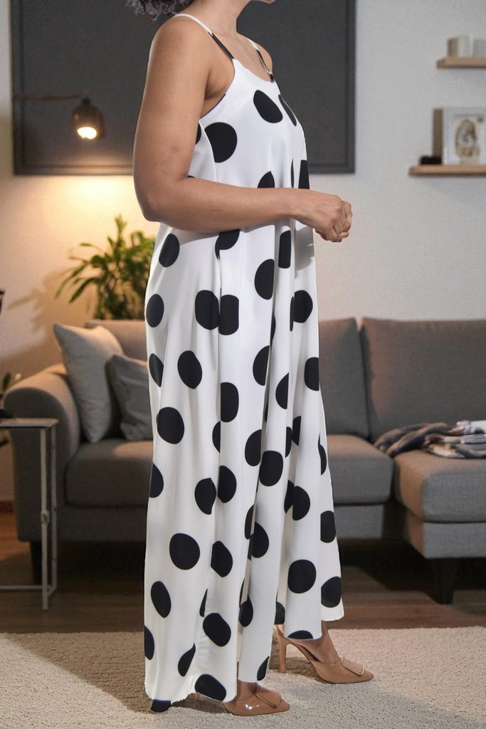 Ladies White Polka Dot Maxi Dress - StylePhase SA