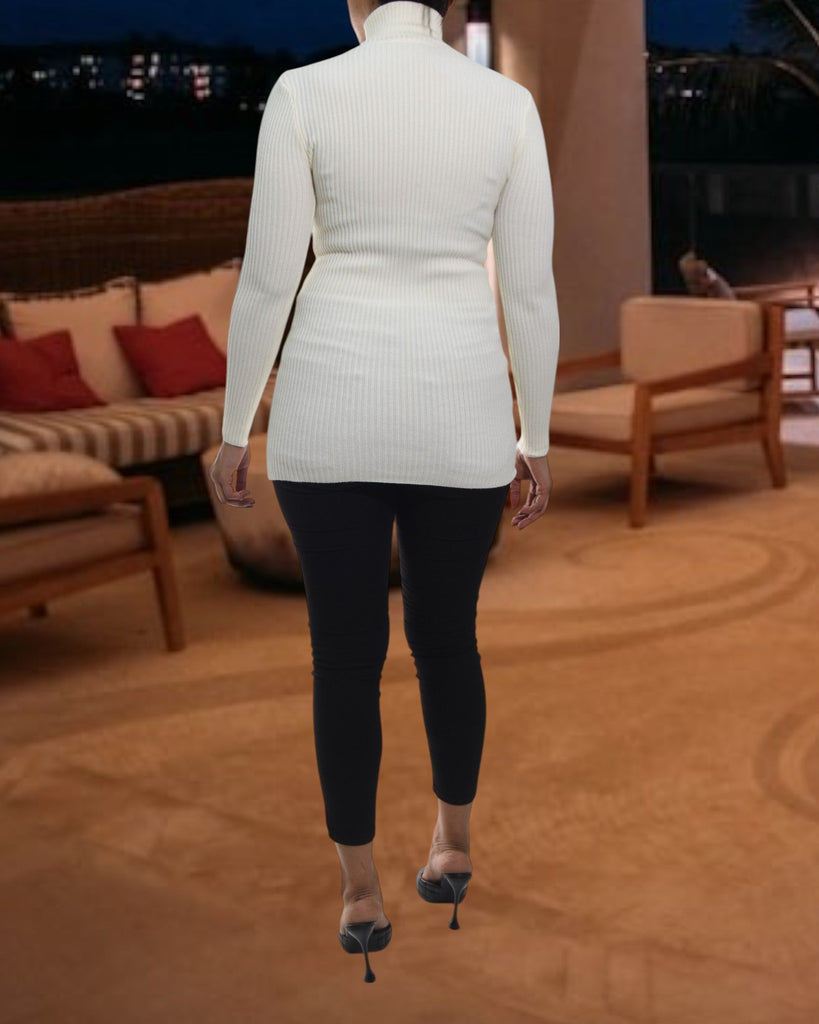 Ladies White Polo Neck Dress Top - StylePhase SA