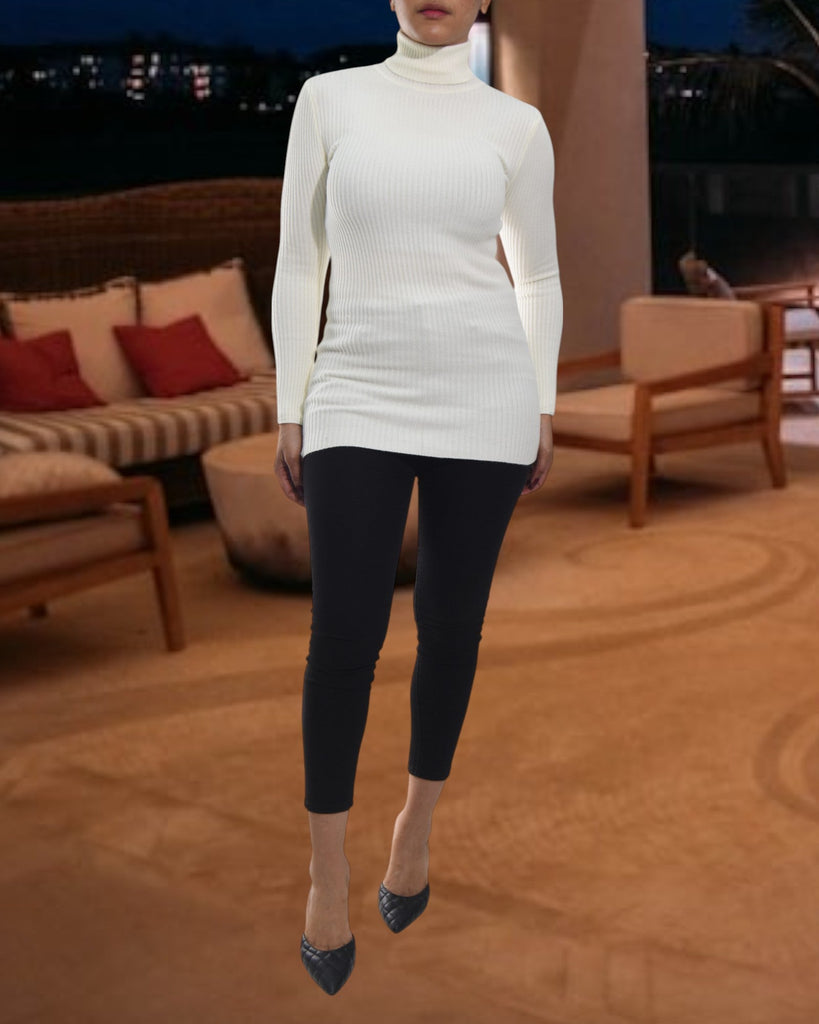 Ladies White Polo Neck Dress Top - StylePhase SA