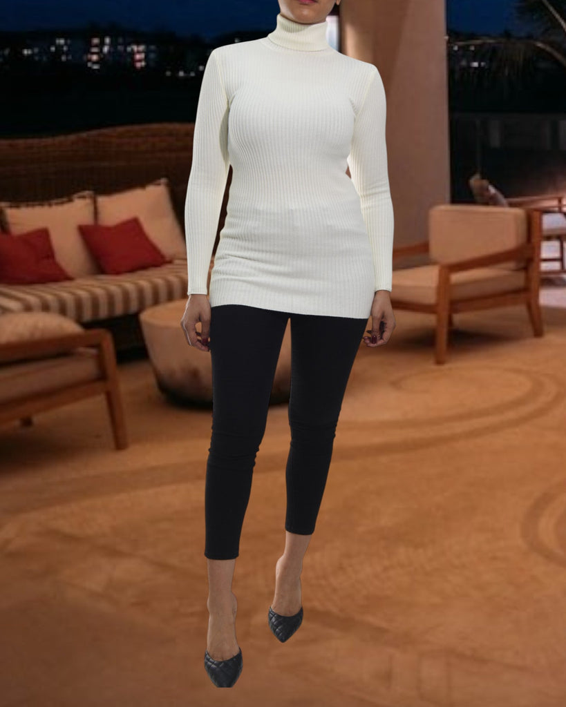 Ladies White Polo Neck Dress Top - StylePhase SA