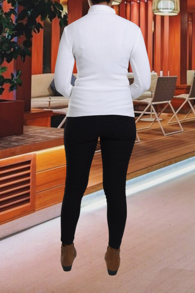 Ladies White Polo Neck Jersey - StylePhase SA