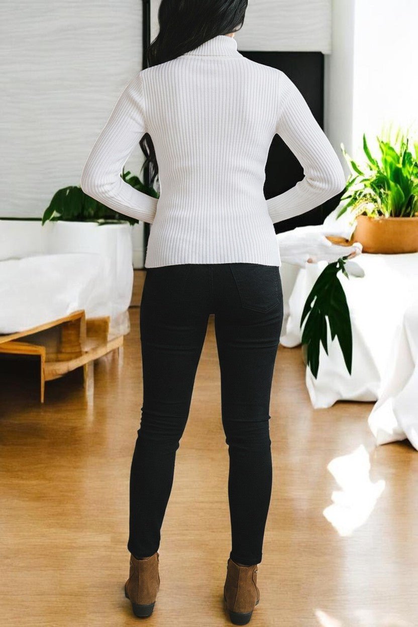 Ladies White Polo Neck Jersey Top - StylePhase SA