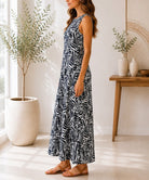 Ladies White Printed Crinkle Sleeveless Dress - StylePhase SA