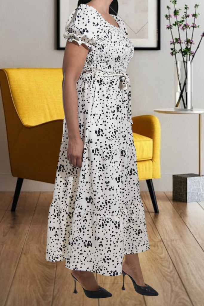 Ladies White Printed Pocket Dress - StylePhase SA