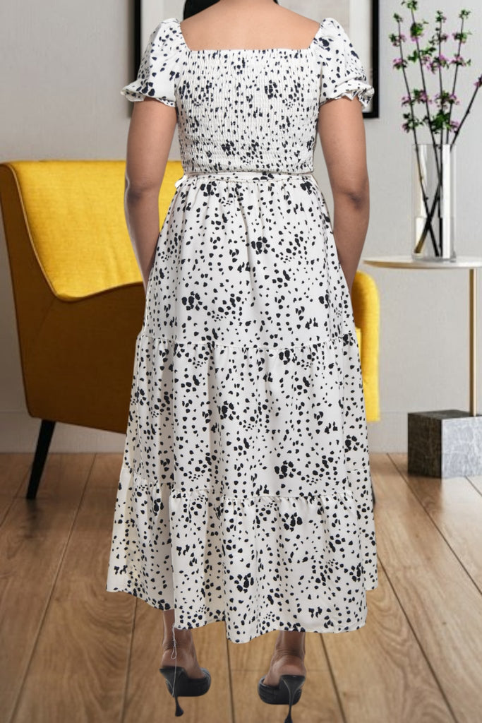 Ladies White Printed Pocket Dress - StylePhase SA