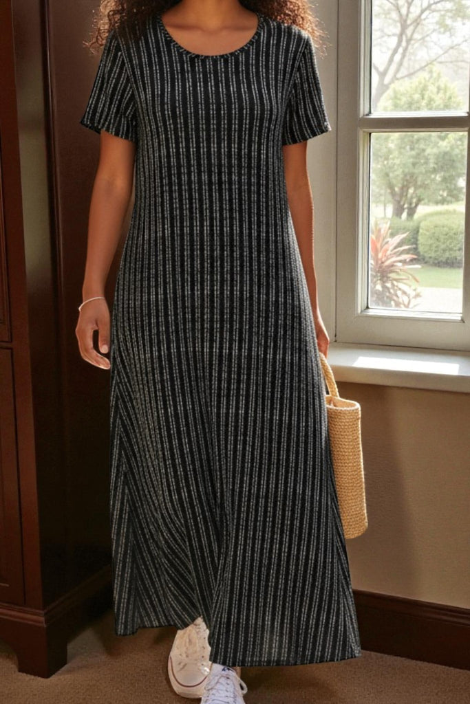 Ladies White Printed Short Sleeve Maxi Dress - StylePhase SA