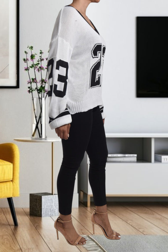 Ladies White Printed Sweater - StylePhase SA