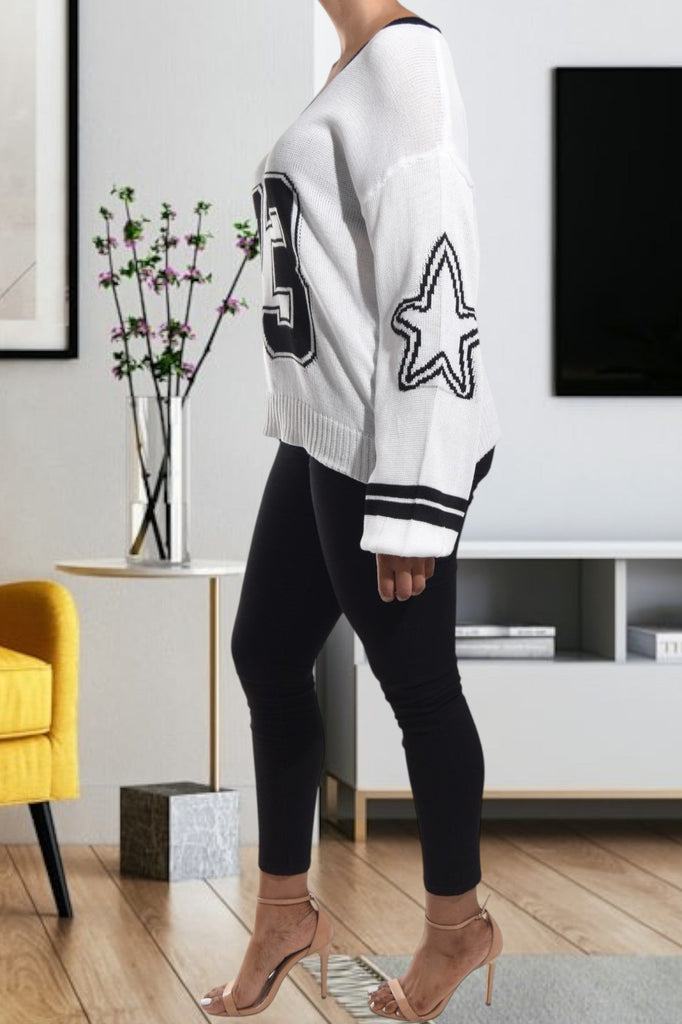 Ladies White Printed Sweater - StylePhase SA