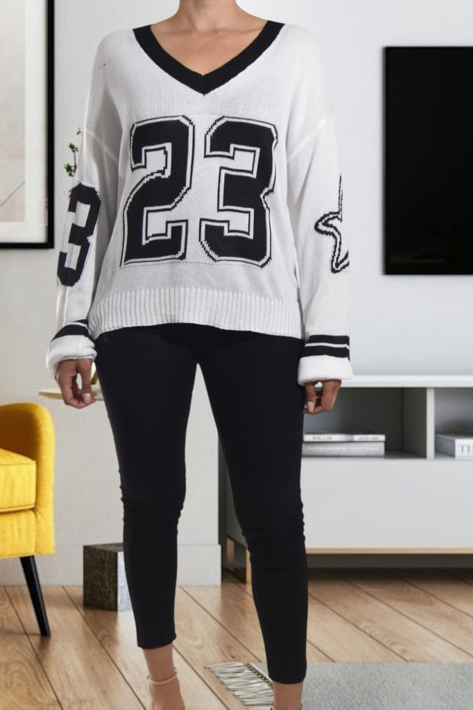 Ladies White Printed Sweater - StylePhase SA