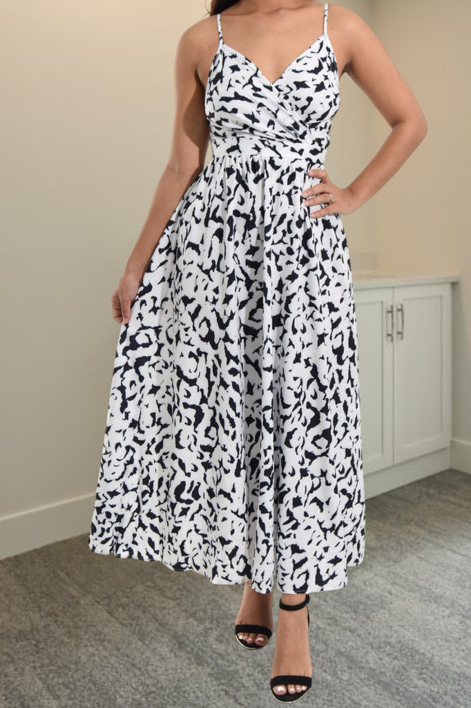 Ladies White Printed Tie Back Maxi Dress - StylePhase SA