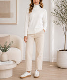 Ladies White Rib Polo Neck Jersey - StylePhase SA
