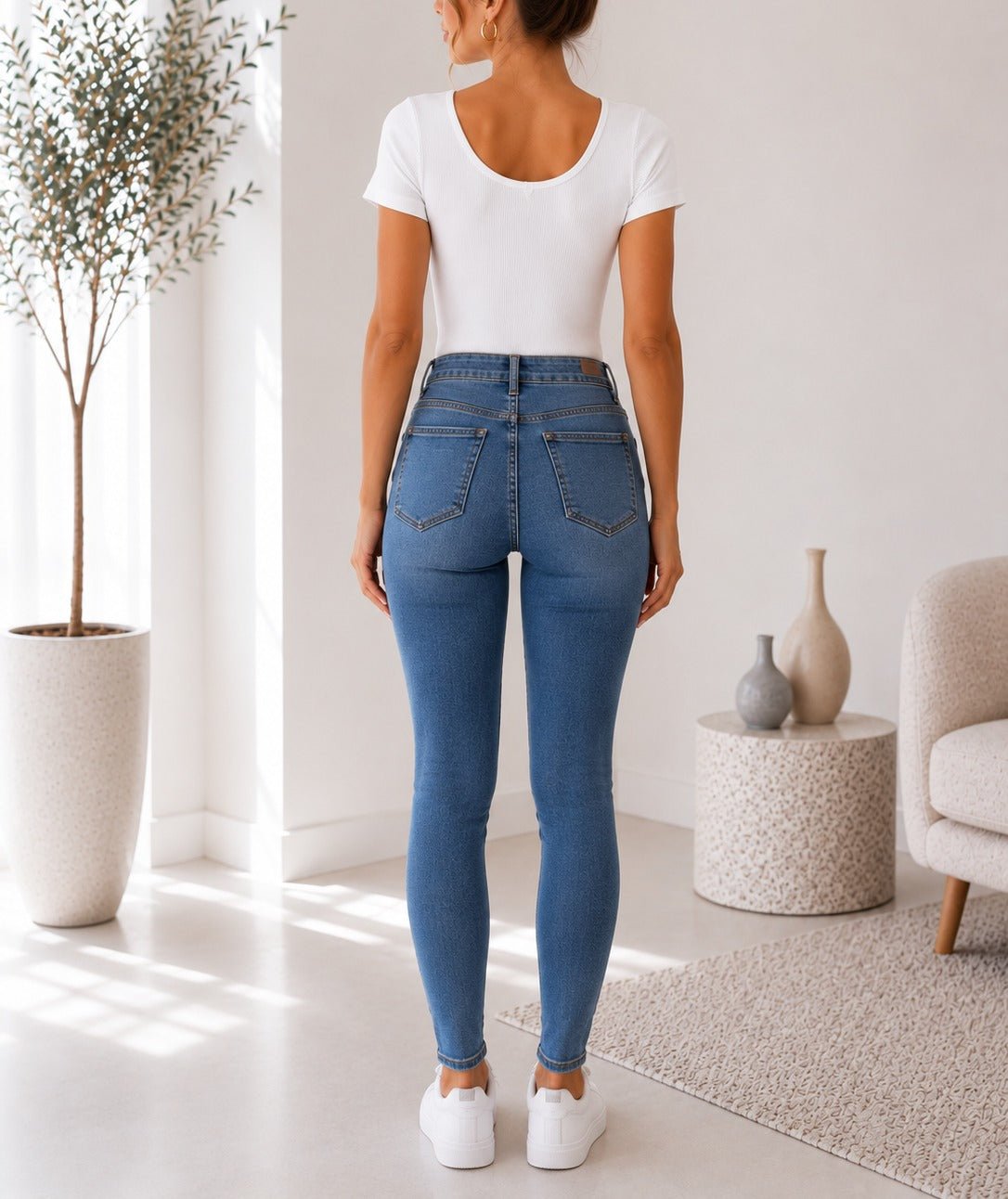 Ladies White Ribbed Short Sleeve Bodysuit - StylePhase SA