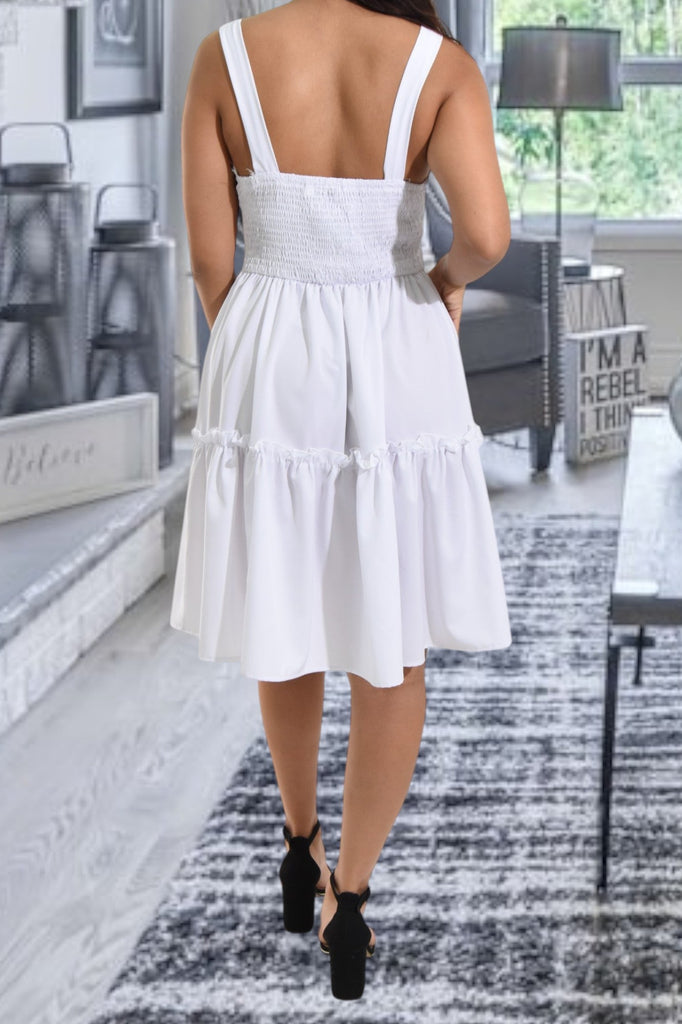 Ladies White Ruffle Mini Dress - StylePhase SA