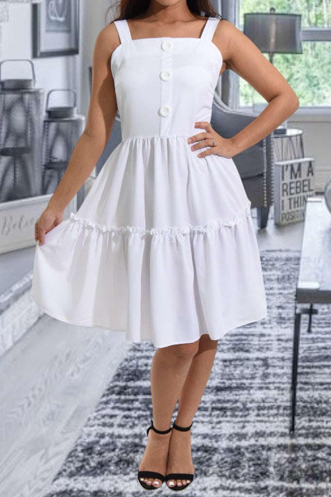 Ladies White Ruffle Mini Dress - StylePhase SA