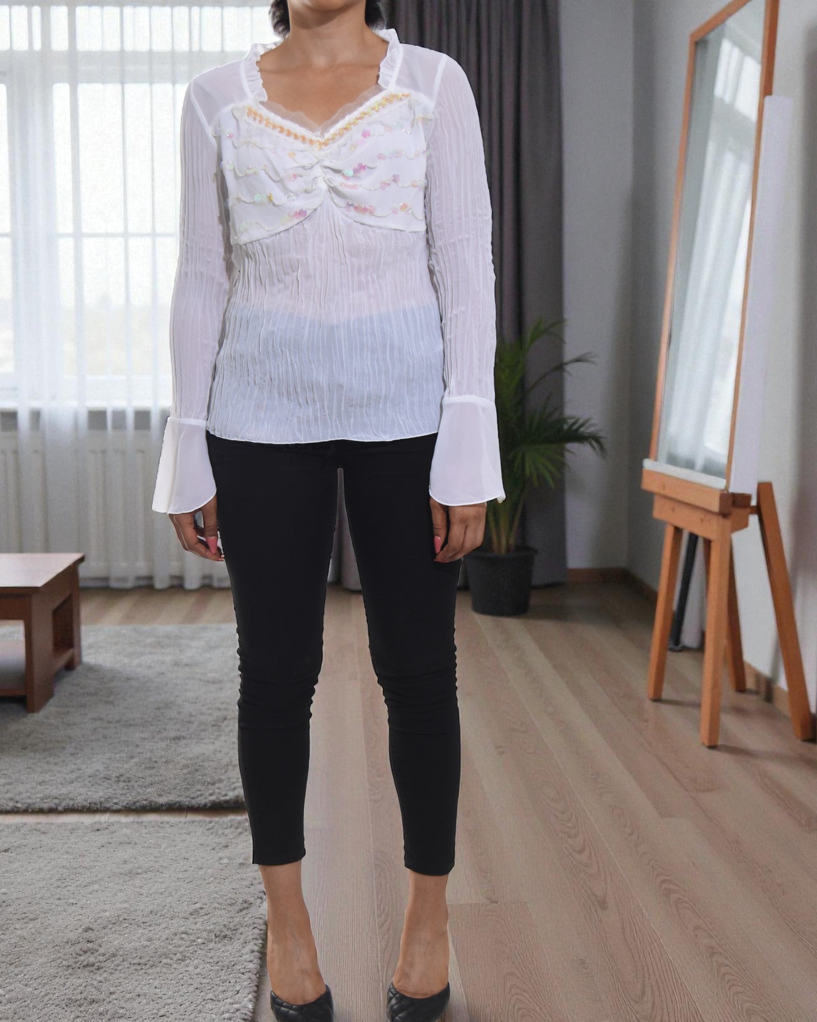 Ladies White Sequence Top - StylePhase SA