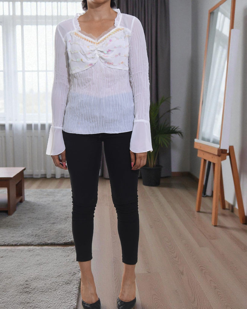 Ladies White Sequence Top - StylePhase SA