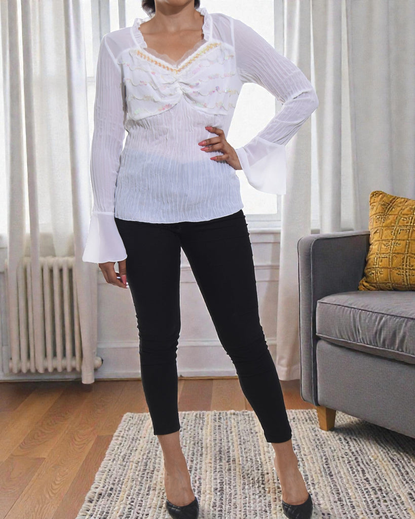 Ladies White Sequence Top - StylePhase SA