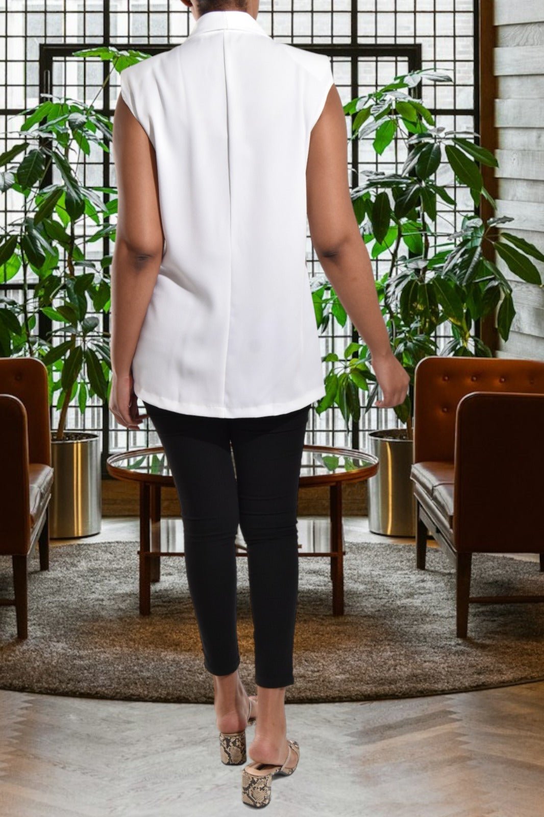 Ladies White Sleeveless Blazer - StylePhase SA