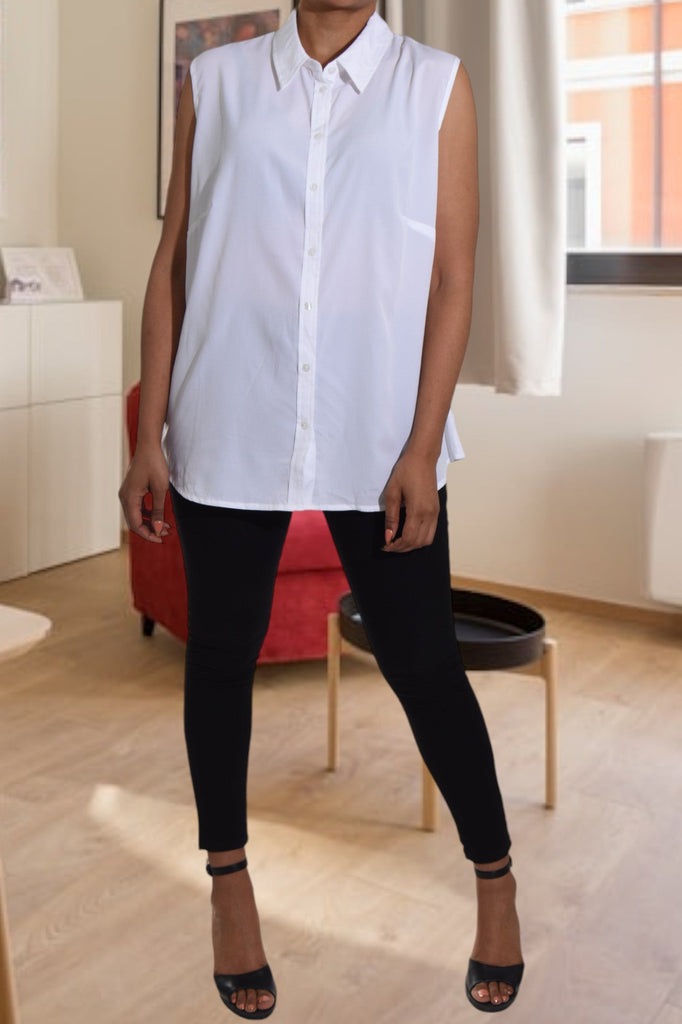 Ladies White Sleeveless Shirt - StylePhase SA