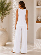 Ladies White Sleeveless Two-piece New Feeling Set - StylePhase SA