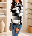 Ladies White Stripe Turtle Neck Jersey - StylePhase SA