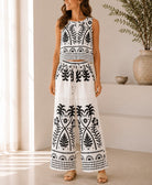 Ladies White Tropical Print Wide Leg Two Piece - StylePhase SA