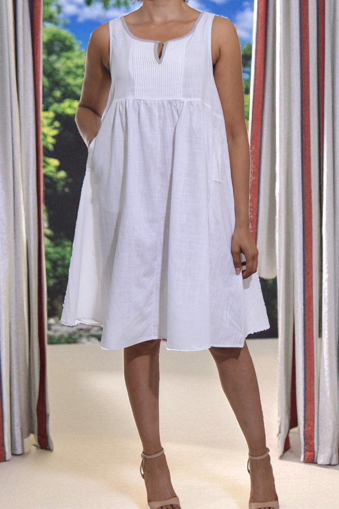 Ladies White Tunic Pocket Dress - StylePhase SA