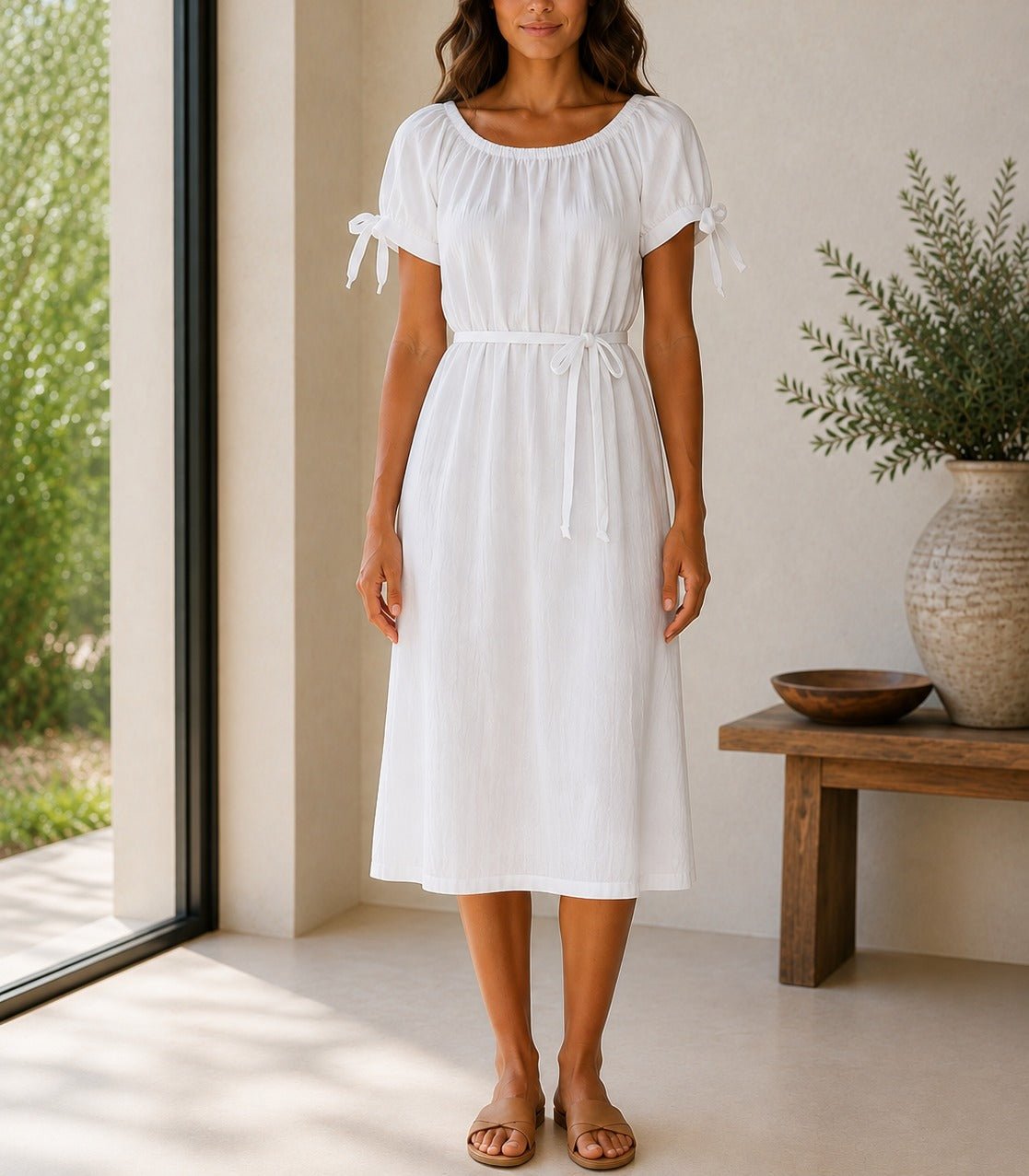 Ladies White Tunic Tie Dress - StylePhase SA