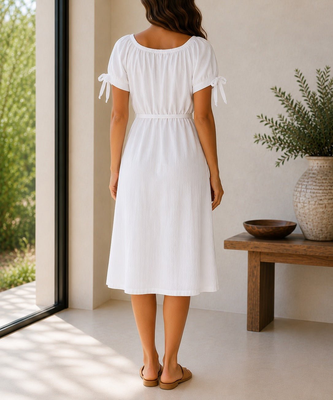 Ladies White Tunic Tie Dress - StylePhase SA