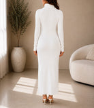 Ladies White Turtleneck Maxi Dress - StylePhase SA